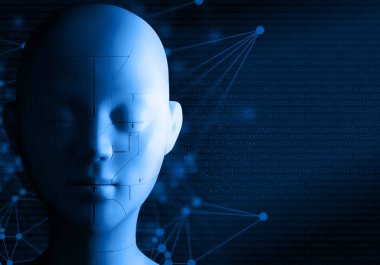 arka plan 3d çizim, biyonik elektrik, dijital teknoloji ışık internet ağı, robot fütüristik AI
