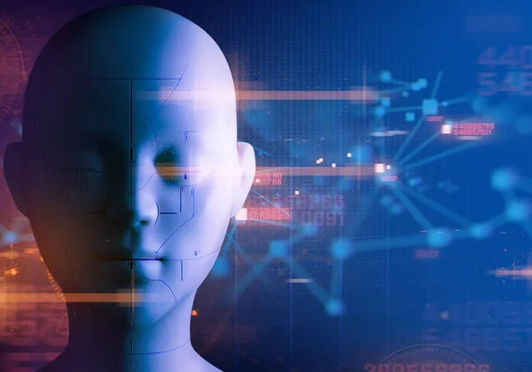 Hintergrund Bionische Elektrische Gesicht Illustration Digitale Technologie Licht Internet Netzwerk — Stockfoto
