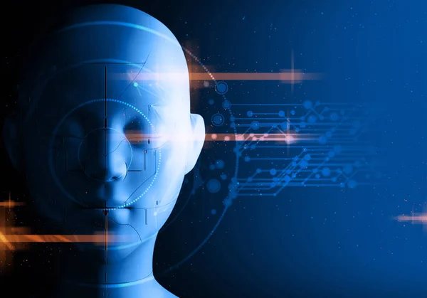 Deep Learning Robot Hintergrund Bionic Electric Face Illustration Digitale Technologie — Stockfoto