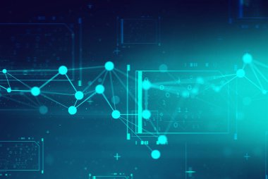 bulut depolama yükleme simgesi, AI robotik, şeylerin sosyal internet, teknoloji soyut futuristik Cyber net Web bağlanmak ağ arka plan illüstrasyon 3D render, veri sinyali