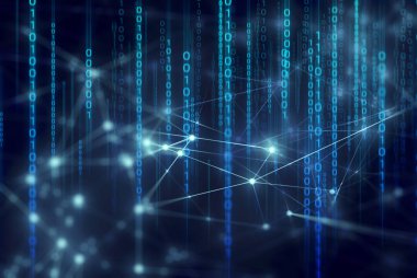 ağ 01 kod teknolojisi, arka plan 3d render illüstrasyon, derin öğrenme, atom hücresi bilimi, güvenlik sever online siber hacker dijital, sosyal bağlanmak, nesnelerin internet