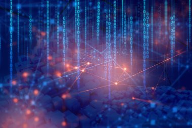 Ağ kavramı için gelecekteki arka plan 3D illüstrasyon lazer