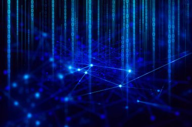 Dijital soyut futuristik bulut depolama, derin öğrenme veri AI teknolojisi, robotik, kimyasal molekül, atom hücre bilimi, hacker online siber ağ, arka plan illüstrasyon sistemi 3D render