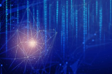 şeylerin sosyal internet, teknoloji ai robotik soyut fütüristik siber net web ağ arka plan illüstrasyon 3d render, veri sinyali, bulut depolama bağlanmak