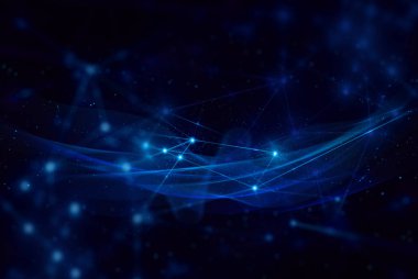 ai robotik, veri sinyali, nesnelerin sosyal interneti, teknoloji soyut fütüristik siber ağ ağ bağlamak, arka plan illüstrasyon 3d render, bilimatom molekülü