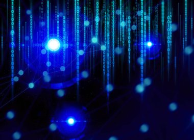 teknoloji ai şey internet, ağ arka plan 3d illüstrasyon render, veri derin öğrenme, robotik bilim, nöron pleksus fütüristik, süper bilgisayar, dijital 01 kod bilimi