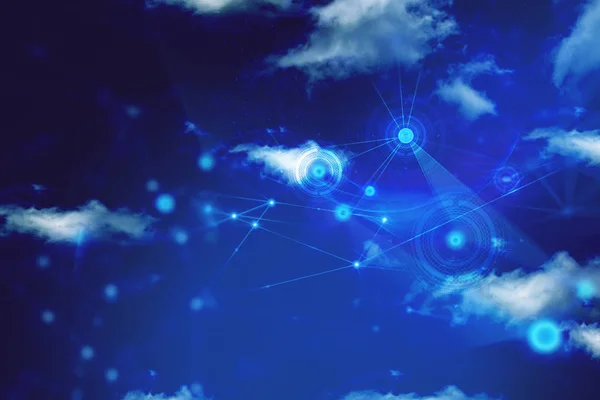 abstract futuristic blue laser light network background illustration cloud storage sky