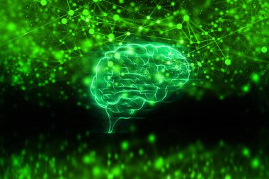 ai teknolojisi, robotik, kimyasal molekül, atom hücresi bilimi, hacker çevrimiçi siber ağ, arkaplan illüstrasyon sistemi 3D fütüristik, bulut depolama