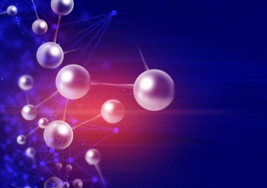 Atom hücre bilimi, fütüristik siber ağ arka plan illüstrasyon 3D, galaksi sistemi, veri derin öğrenme hologram robotik, Ai teknolojisi Neon Glow, kimyasal molekül