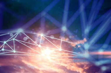 mavi gökyüzü bulut depolama online Internet ağ kavramı ile