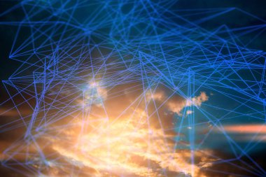 mavi gökyüzü bulut depolama online Internet ağ kavramı ile