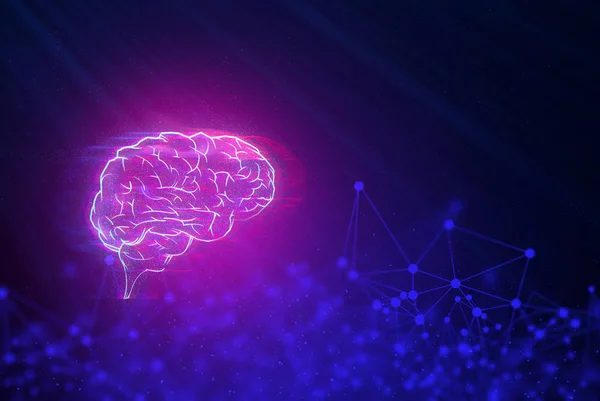 Beyin Atom Hücre Bilimi Dijital Teknoloji Şey Internet Arka Plan — Stok fotoğraf