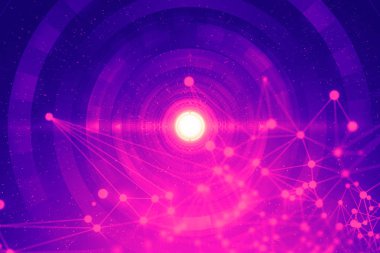 daire hologram koyu fütüristik mavi soyut neon kızdırma ağ arka plan illüstrasyon arka plan