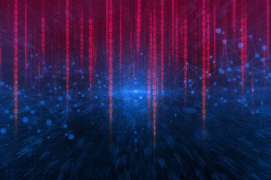 01 kod, dijital sistem ai teknolojisi, plexus bilim, fütüristik sosyal siber ağ online, arka plan illüstrasyon 3d render, robotik micorchip işlemci