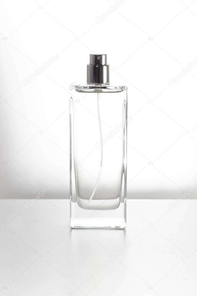 clear glass perfume bottle package product cosmetic beauty cologne aroma with with background