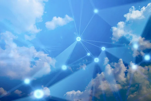 Conexión Datos Con Red Cielo Nube Almacenamiento Tecnología Internet Negocio — Foto de Stock