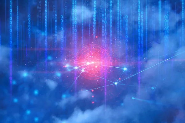 Data Djupinlärning Server Online Sociala Nätverk Sky Backround Futuristisk Teknik — Stockfoto