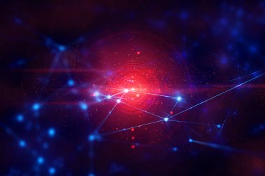 futuristik bulut depolama derin öğrenme veri AI teknolojisi, robotik, kimyasal molekül, atom hücre bilimi, hacker online siber ağ, arka plan illüstrasyon sistemi 3D render