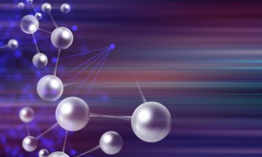 fütüristik siber ağ atom hücre bilimi arka plan illüstrasyon 3d, galaksi sistemi, veri derin öğrenme hologram robotik, ai teknoloji neon kızdırma, kimyasal molekül