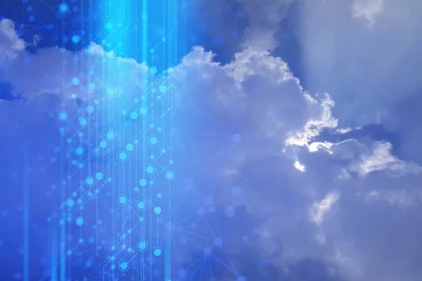 dark data digital glow blue cloud storage sky network technology background concept