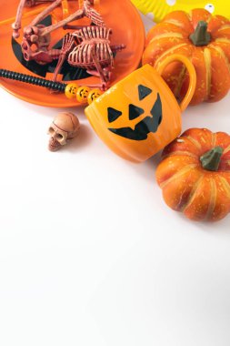 çocuklar için kafatası ve pervane Decration turuncu halloween tatil akşam yemeği, üst görünüm