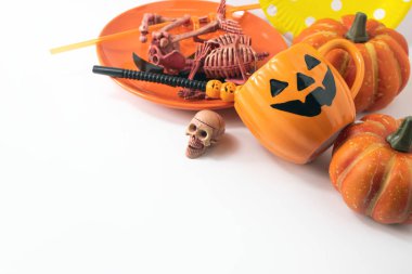 çocuklar için kafatası ve pervane Decration turuncu halloween tatil akşam yemeği, üst görünüm
