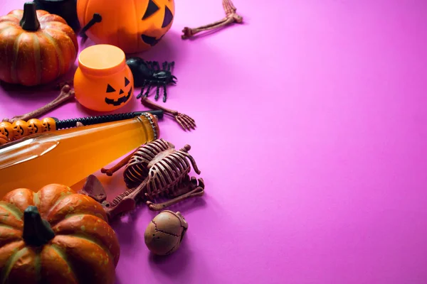 Halloween Party Vakantie Diner Pompoen Met Set Prop Roze Vintage — Stockfoto