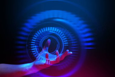 simge sosyal veri ağ, AI bilgi internet şey, yüzen ile elini tut küresel sistem teknoloji