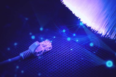 Dijital internet iş ağı için LAN WiFi kablo tel ile fiber optik