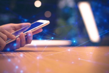 sosyal ağa bağlanmak için ekran smartphone el parmak dokunuş