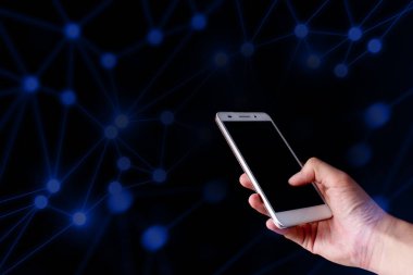 El değmek smartphone için bağlanmak için soyut dalga ile genel veri sosyal ağ