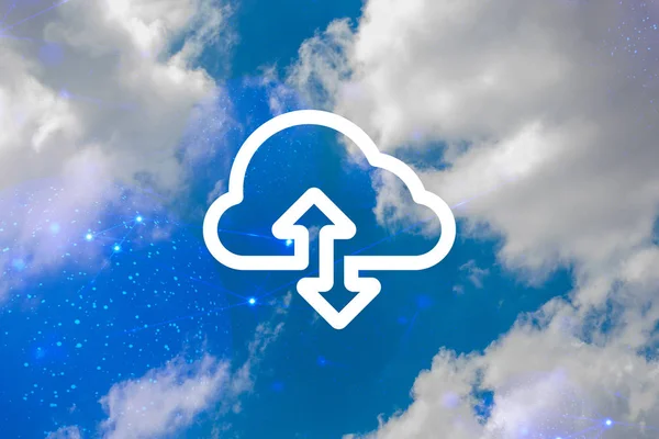 cloud storage icon server online social network, sky backround, futuristic technology, data deep learning, binary ai robotic system, hacker security privacy digital