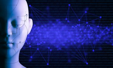 bionic cyberpunk arka plan, veri derin öğrenme hologram, yapay teknoloji neon kızdırma, kimyasal molekül, fütüristik ağ bilim parçacık, robot elektrik sunucusu, nesnelerin interneti, online ikili, makine dünya çalıştırmak