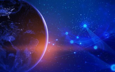 şeylerin Internet, AI çalıştırmak dünya, cyber küresel sosyal ağ, sistem galaksinin, Nasa tarafından döşenmiş bu görüntü unsurları