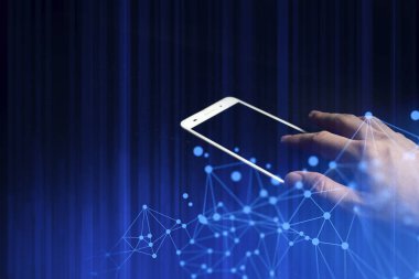 akıllı telefon teknolojisiile işadamı sosyal ağa bağlanmak