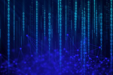 şeylerin 01 kod sosyal internet, teknoloji soyut futuristik Cyber net Web ağ arka plan illüstrasyon 3D render bağlanmak, veri sinyali, bulut depolama, robotik Ai