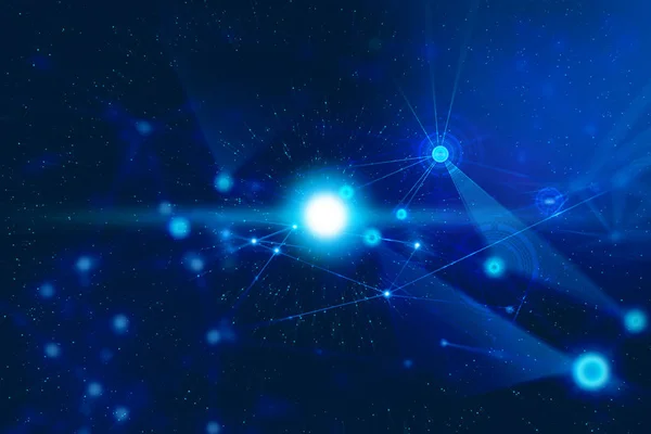 Partikelkreis Neon Leuchten Abstrakte Futuristische Netzwerk Hintergrund Illustration Stern Hintergrund — Stockfoto