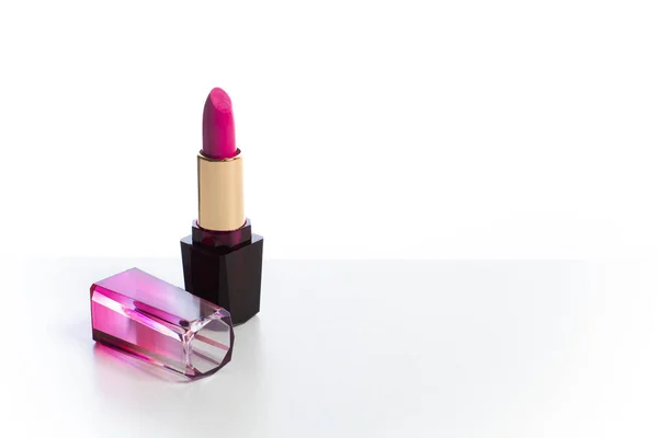 Roze Gouden Lipstick Meisje Cosmetische Schoonheid Witte Achtergrond — Stockfoto