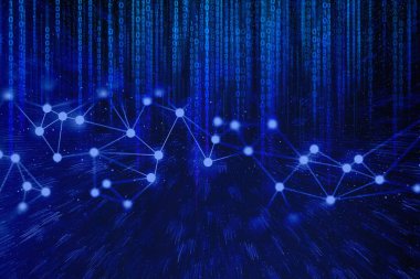 AI teknolojisi, robotik sistem, kimyasal molekül, atom hücresi pleksakın ve bilim, soyut futuristik siber ağ sunucusu Online, arka plan illüstrasyon 3D render