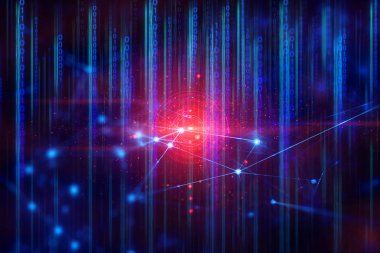 güvenlik teknoloji parçacık ızgara, soyut dalga fütüristik ağ arka plan illüstrasyon, sistem ai dijital hacker 01 kodu