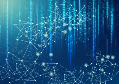sever Ai net, hacker güvenlik online, soyut net futuristik dijital teknoloji açık internet ağ arka plan 3D vektör, ikili sistem, derin öğrenme robotik