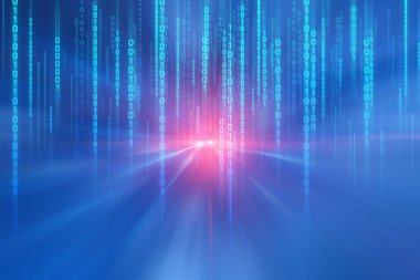 güvenlik, teknoloji parçacık ızgara soyut dalga fütüristik ağ arka plan illüstrasyon, sistem ai dijital hacker 01 kodu