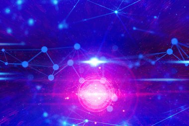 bulut depolama yükleme simgesi, AI robotik, şeylerin sosyal internet, teknoloji soyut futuristik Cyber net Web bağlanmak ağ arka plan illüstrasyon 3D render, veri sinyali