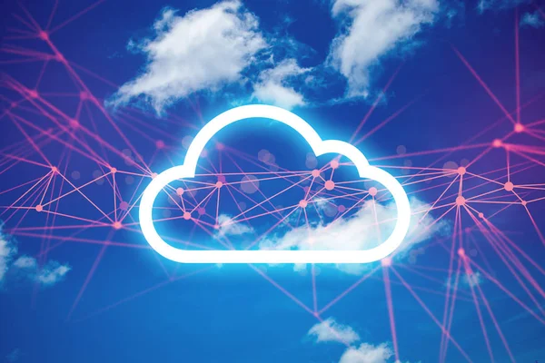 Himmel Hintergrund Mit Cloud Storage Icon Netzwerkkonzept — Stockfoto