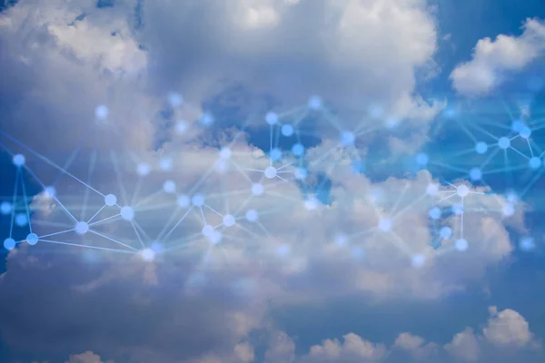 Sieci Chmura Chmury Niebo System Sieć Połączenie Technologia Tło — Zdjęcie stockowe