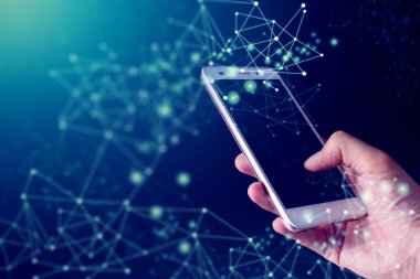 El değmek smartphone için bağlanmak için soyut dalga ile genel veri sosyal ağ
