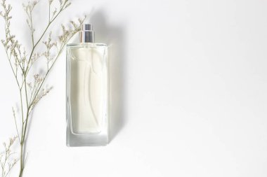 arka plan ile üst görünüm cam parfüm şişe paketi ürün kozmetik güzellik kolonya aroması