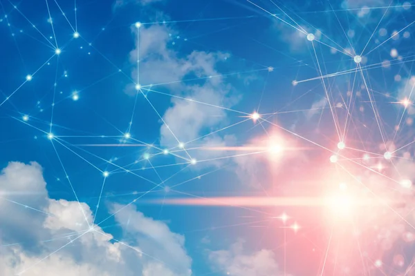 Datos Conexión Internet Red Tecnología Con Nubes Cielo Azul — Foto de Stock