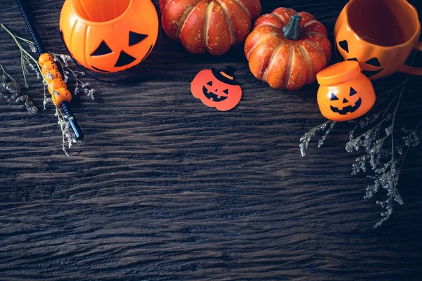 Vue Dessus Gros Plan Décor Jouet Halloween Fête Fête Citrouille — Photo