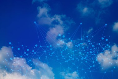 mavi gökyüzü bulutu ile teknoloji ağı internet konnes verileri